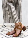 Jordan - Strappy Block Heel Sandals in Tan Color