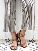 Jordan - Strappy Block Heel Sandals in Tan Color