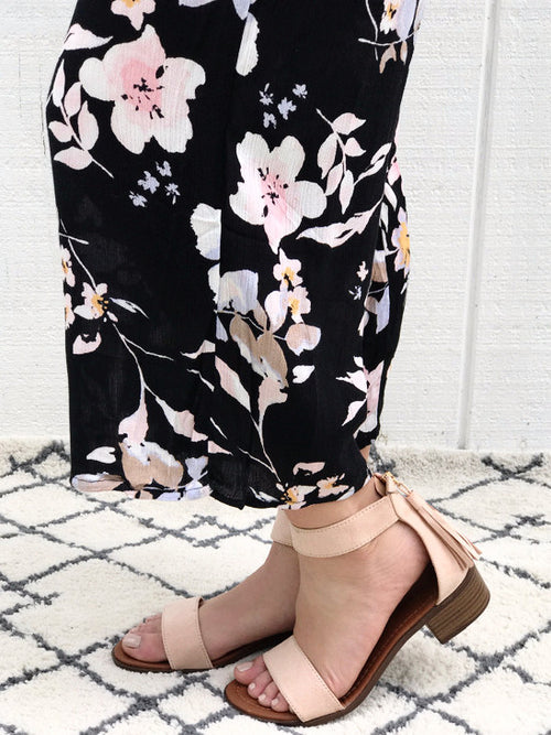 Florence - Strappy Block Heel Sandals in Blush Pink