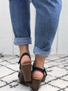 Ankle Strap Platform Sandals in Black