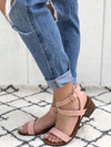 Jordan - Strappy Block Heel Sandals in Blush Pink