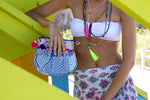 Boho Clutch in Blue and White