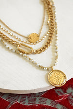 Layered Necklace with a Coin