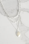 Layered Chain Necklace Pendant in Silver