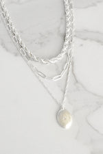 Layered Chain Necklace Pendant in Silver