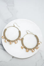 Neutral Brown Beaded Statement Earrings