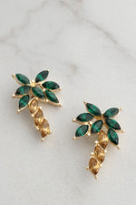Palm Tree Stud Earrings with Crystals