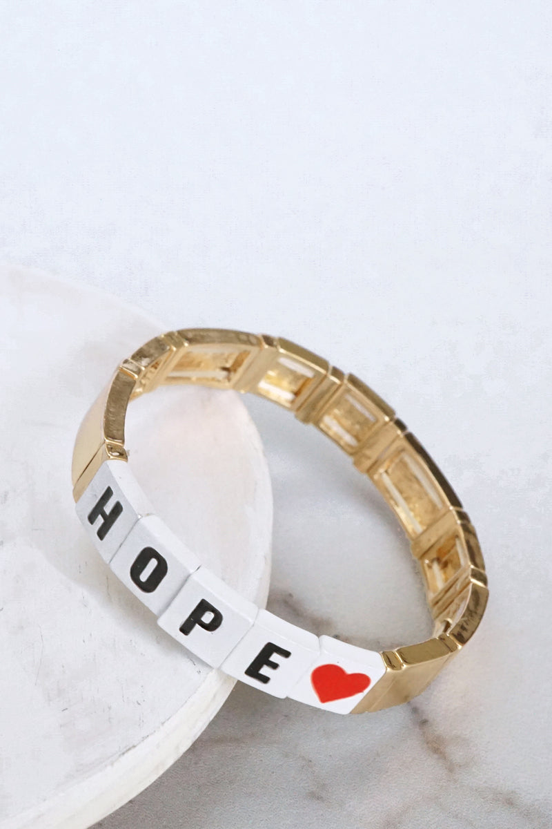 HOPE Gold Tone Block Bracelet