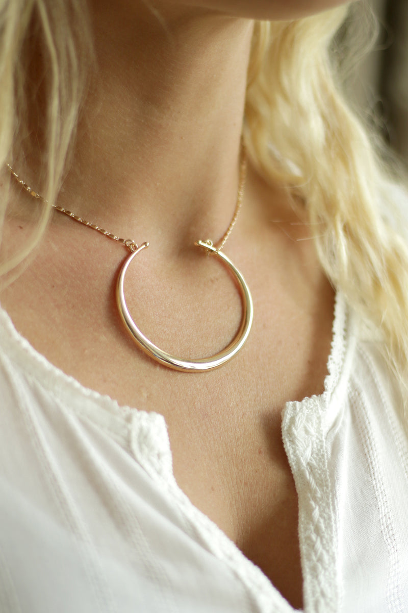 Crescent Moon Layering Necklace - Silver or Gold
