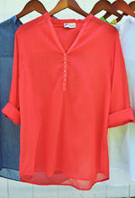 Solid Light Cotton Tunic Shirt - Coral