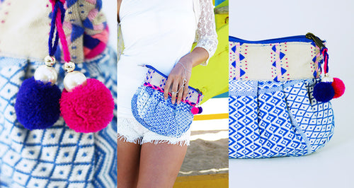 Boho Clutch in Blue and White