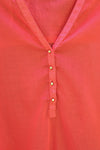 Solid Light Cotton Tunic Shirt - Coral