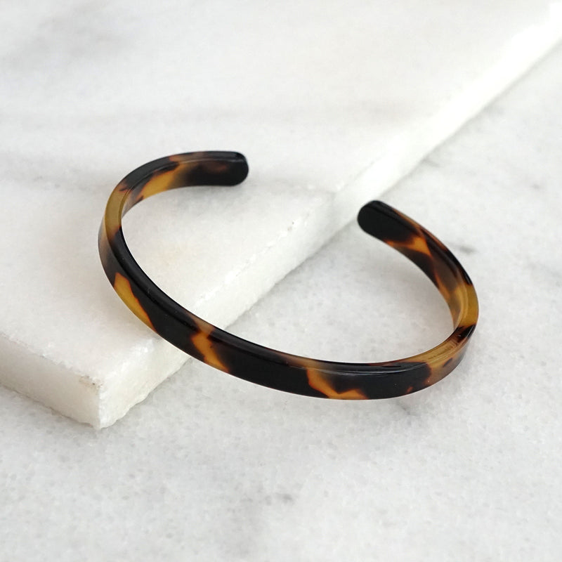 Tortoiseshell Resin Skinny Cuff Bracelet
