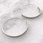 Flat Hoop Earrings - Silver Tone