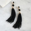 Beaded tassel earrings in black